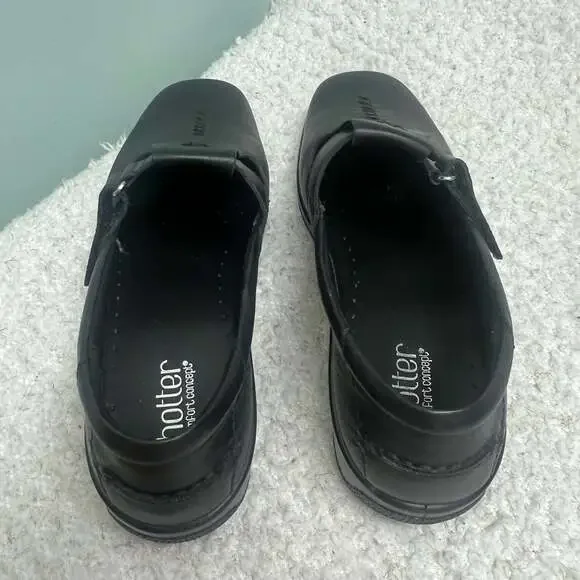Hotter Sunset Black Leather Comfort Slip-On Shoes Sz US 9.5 UK 7.5 England Made - Picture 10 of 11
